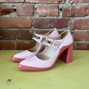 Prada Pink Two-tone Leather Mary Jane Pumps